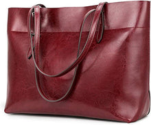 Load image into Gallery viewer, Genuine Leather Tote Shoulder Bag for Women Satchel Handbag with Top Handles