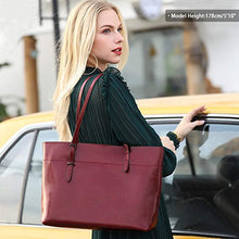 Load image into Gallery viewer, Genuine Leather Tote Shoulder Bag for Women Satchel Handbag with Top Handles