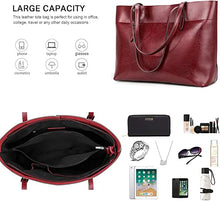 Load image into Gallery viewer, Genuine Leather Tote Shoulder Bag for Women Satchel Handbag with Top Handles