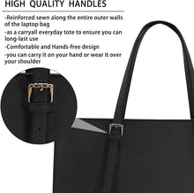 Load image into Gallery viewer, Laptop Bag for Women Waterproof Lightweight Leather 15.6 Inch Computer Tote Bag Business Office Briefcase Large Capacity Handbag Shoulder Bag Professional Office Work Bag Black