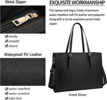 Load image into Gallery viewer, Laptop Bag for Women Waterproof Lightweight Leather 15.6 Inch Computer Tote Bag Business Office Briefcase Large Capacity Handbag Shoulder Bag Professional Office Work Bag Black
