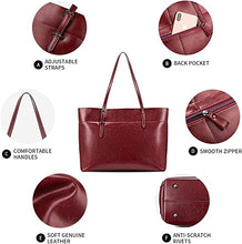 Load image into Gallery viewer, Genuine Leather Tote Shoulder Bag for Women Satchel Handbag with Top Handles
