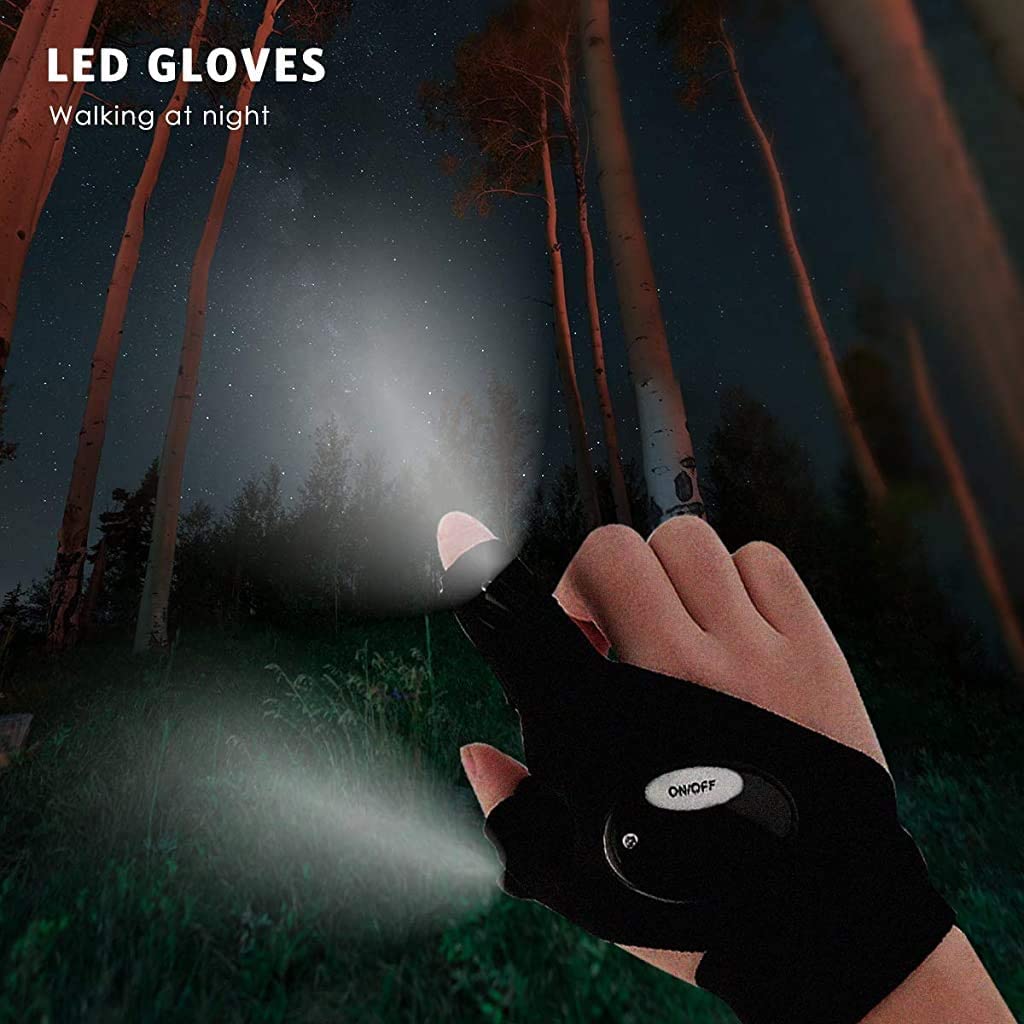LED Flashlight Fingerless Gloves